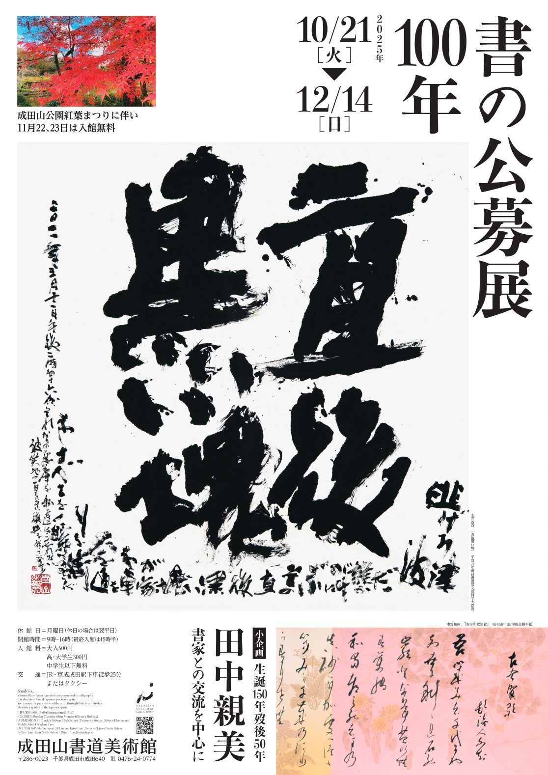書の公募展100年 小企画 生誕150年歿後50年田中親美―書家との交流を中心に
